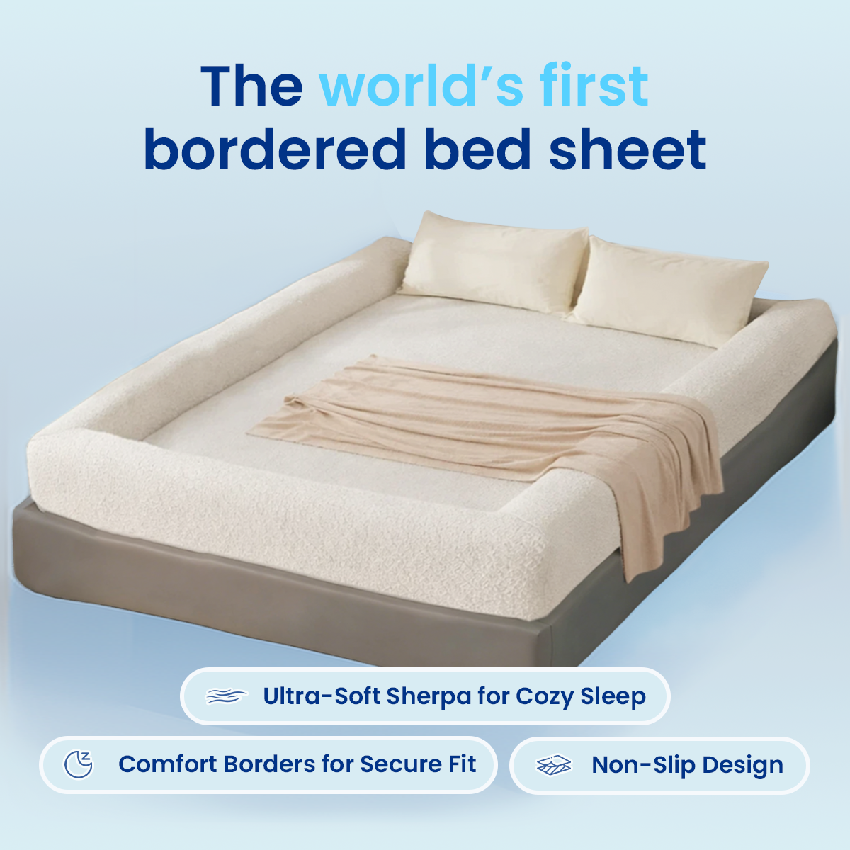 The SherpaNest™  Bordered Bed Sheet Human Dog Bed